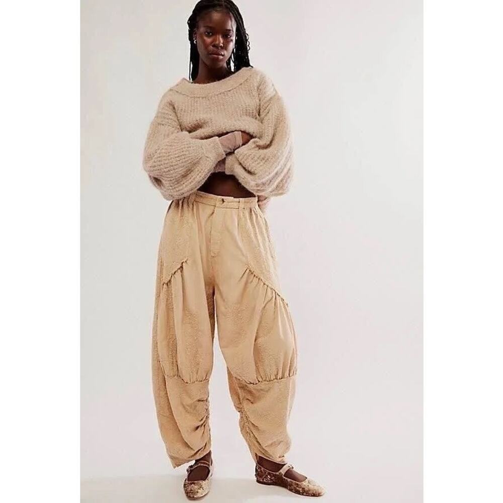 Free People Easy Love Embroidered Pull-On Trouser Pants NWT Small